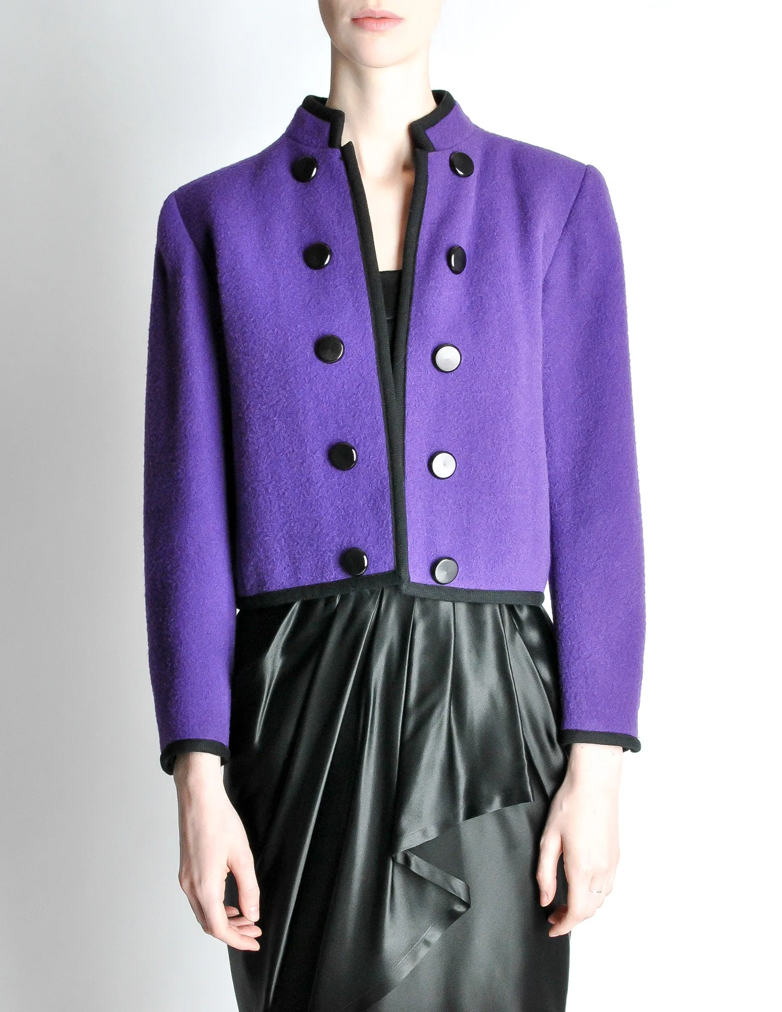 Saint Laurent Rive Gauche Vintage Purple Wool Bolero Cropped Jacket