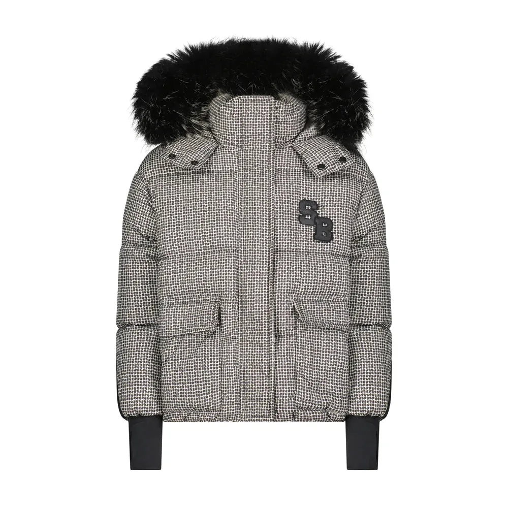 Scotch Bonnet Houndstooth Puffer Coat