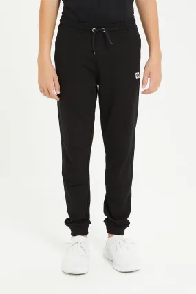 Senior Boys Black Pique Active Pants