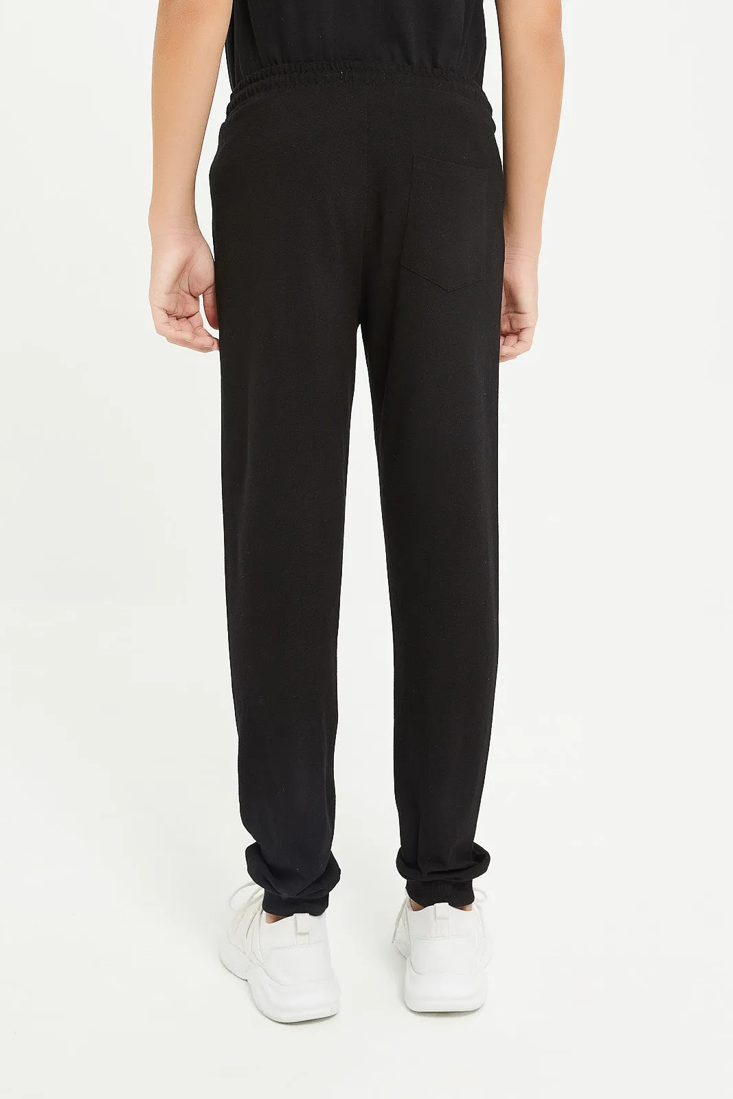 Senior Boys Black Pique Active Pants