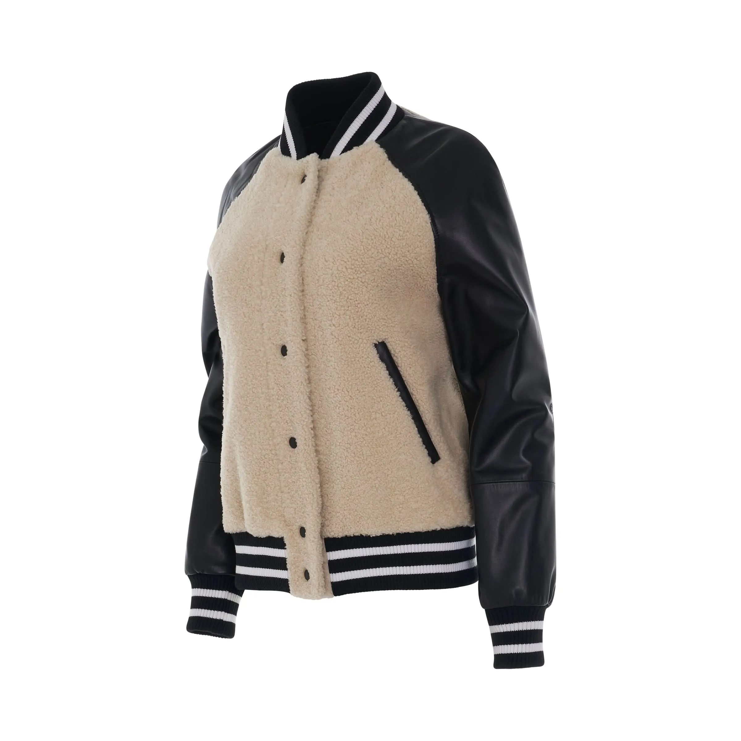 Shearling Bomber Jacket in Ecru