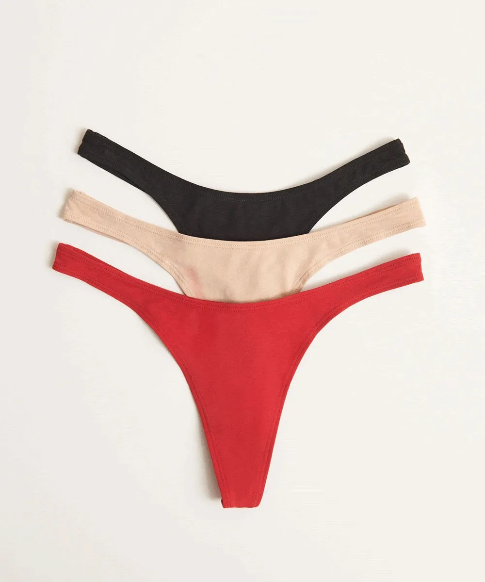 Skin: Graysen Organic Cotton Thong - Black