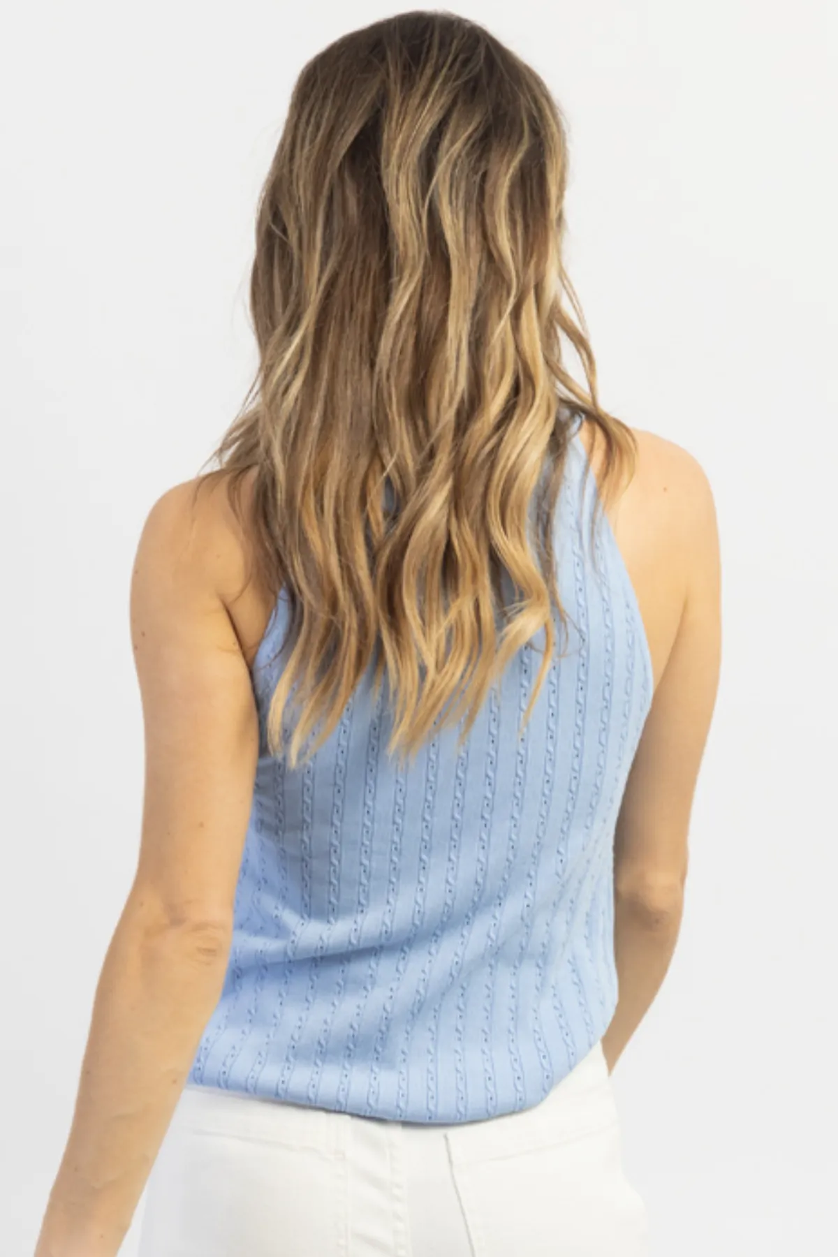 SKY BLUE SLEEVELESS KNIT TANK