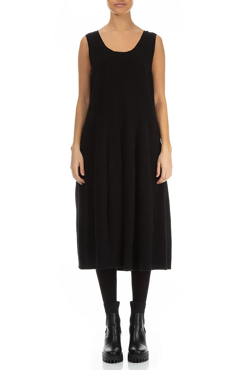 Sleeveless Balloon Black Cotton Jersey Dress