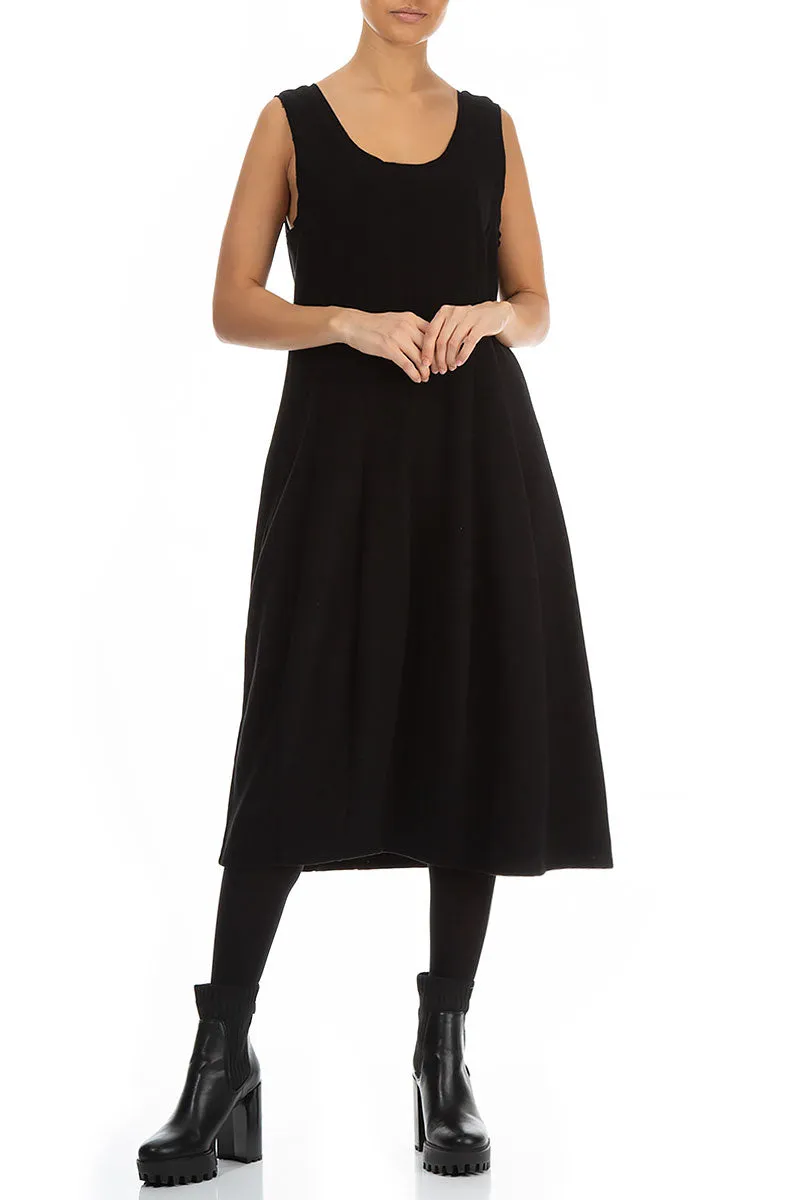 Sleeveless Balloon Black Cotton Jersey Dress