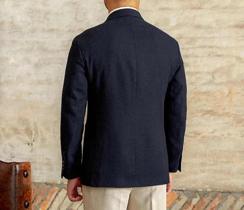 Slim fit cotton-linen blend jacket