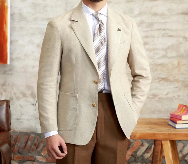 Slim fit cotton-linen blend jacket