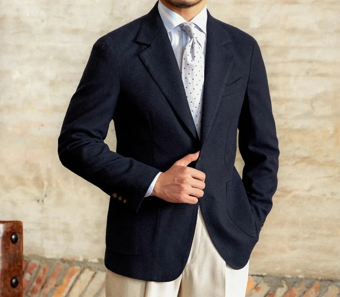 Slim fit cotton-linen blend jacket