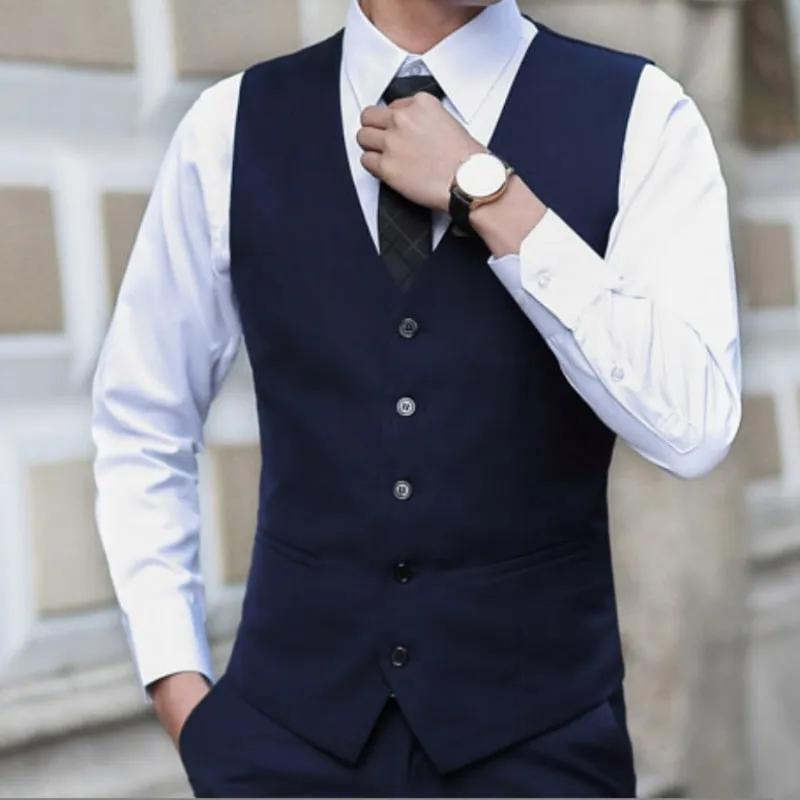 Slim Fit Mens Suit Vest Casual Suit Vest Man Black Formal Businss Vest Arrival Vests Male Waistcoat Gilet Homme Vest Male