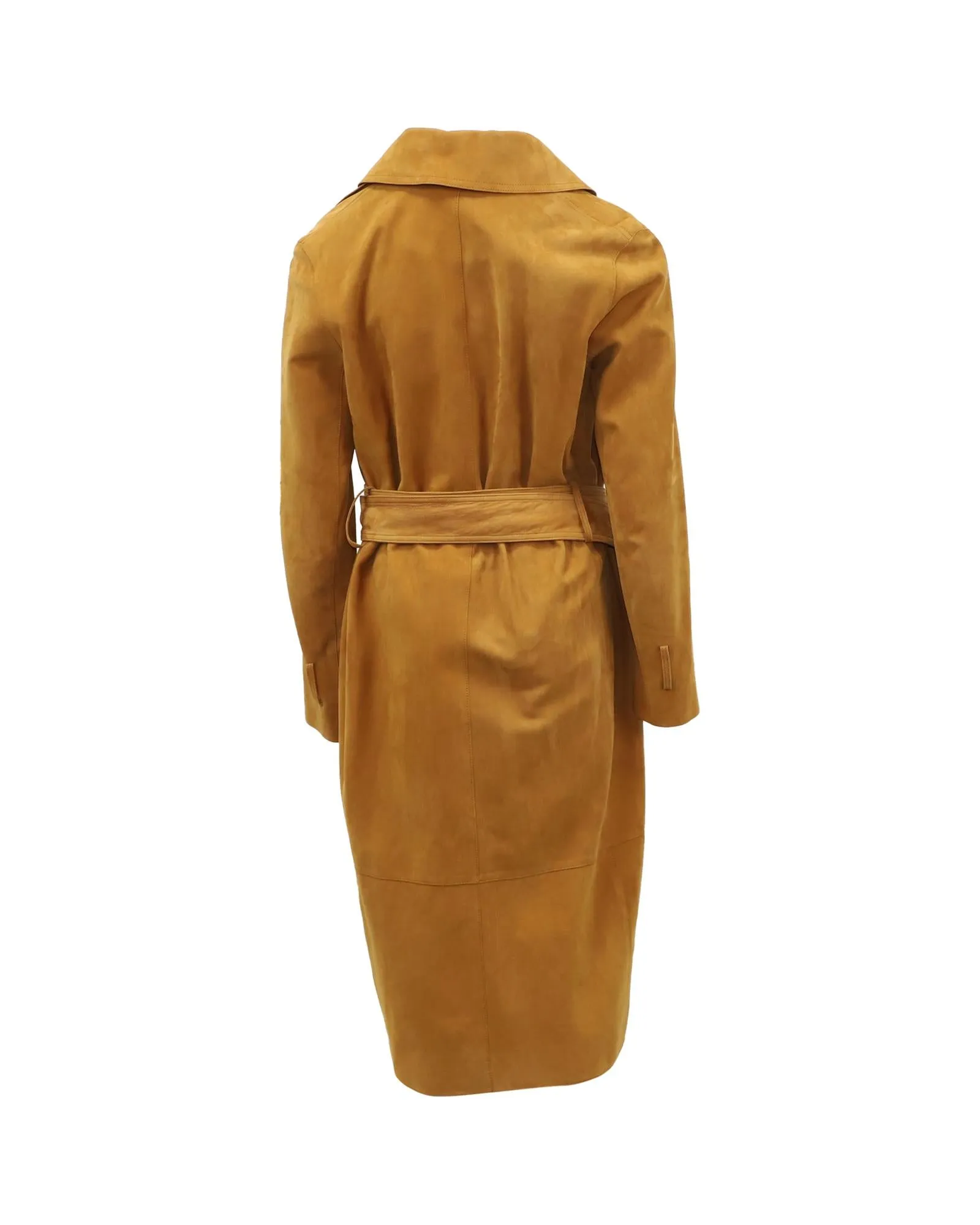 Soft Brown Lamb Leather Trench Coat with Classic Details by Vince