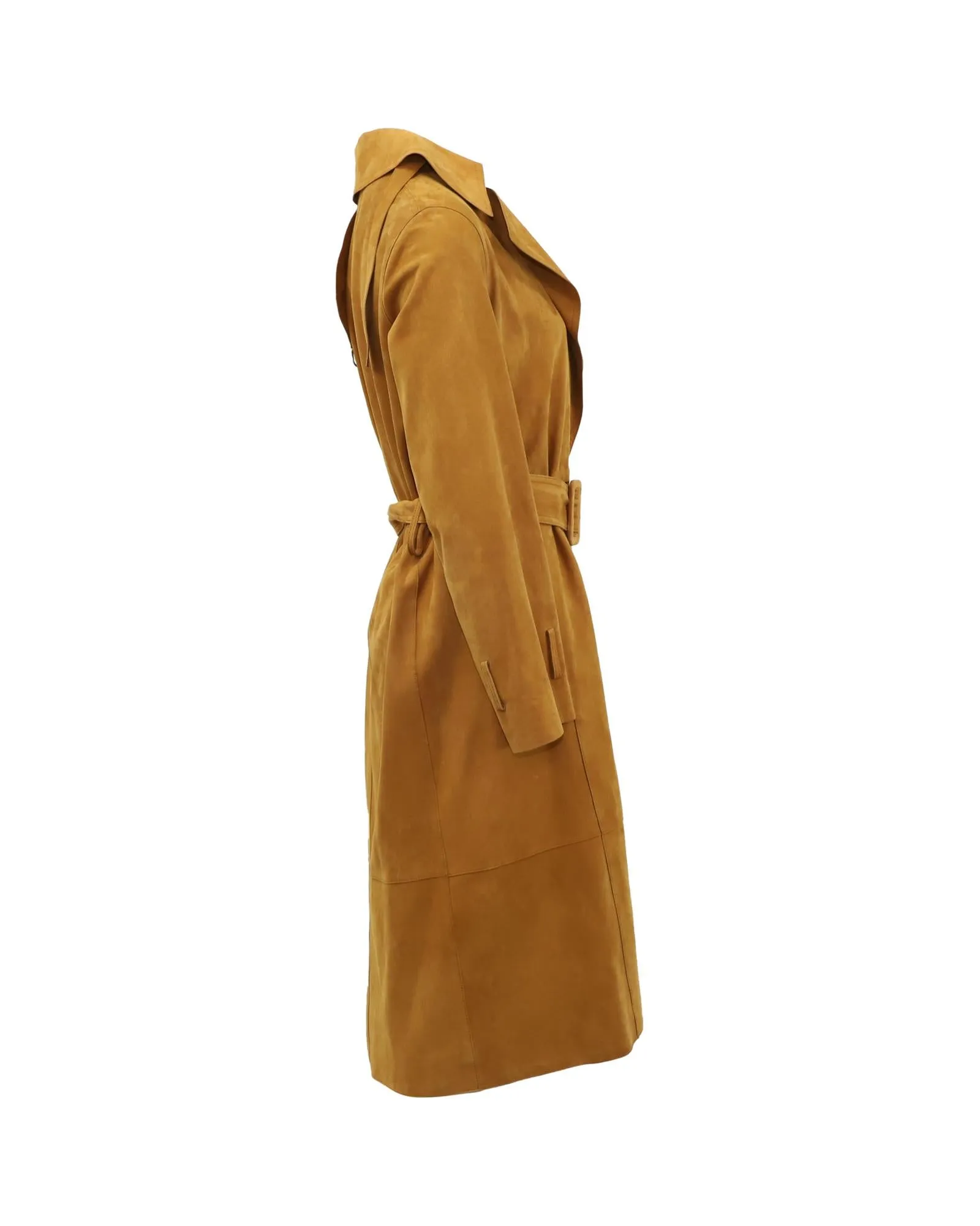 Soft Brown Lamb Leather Trench Coat with Classic Details by Vince