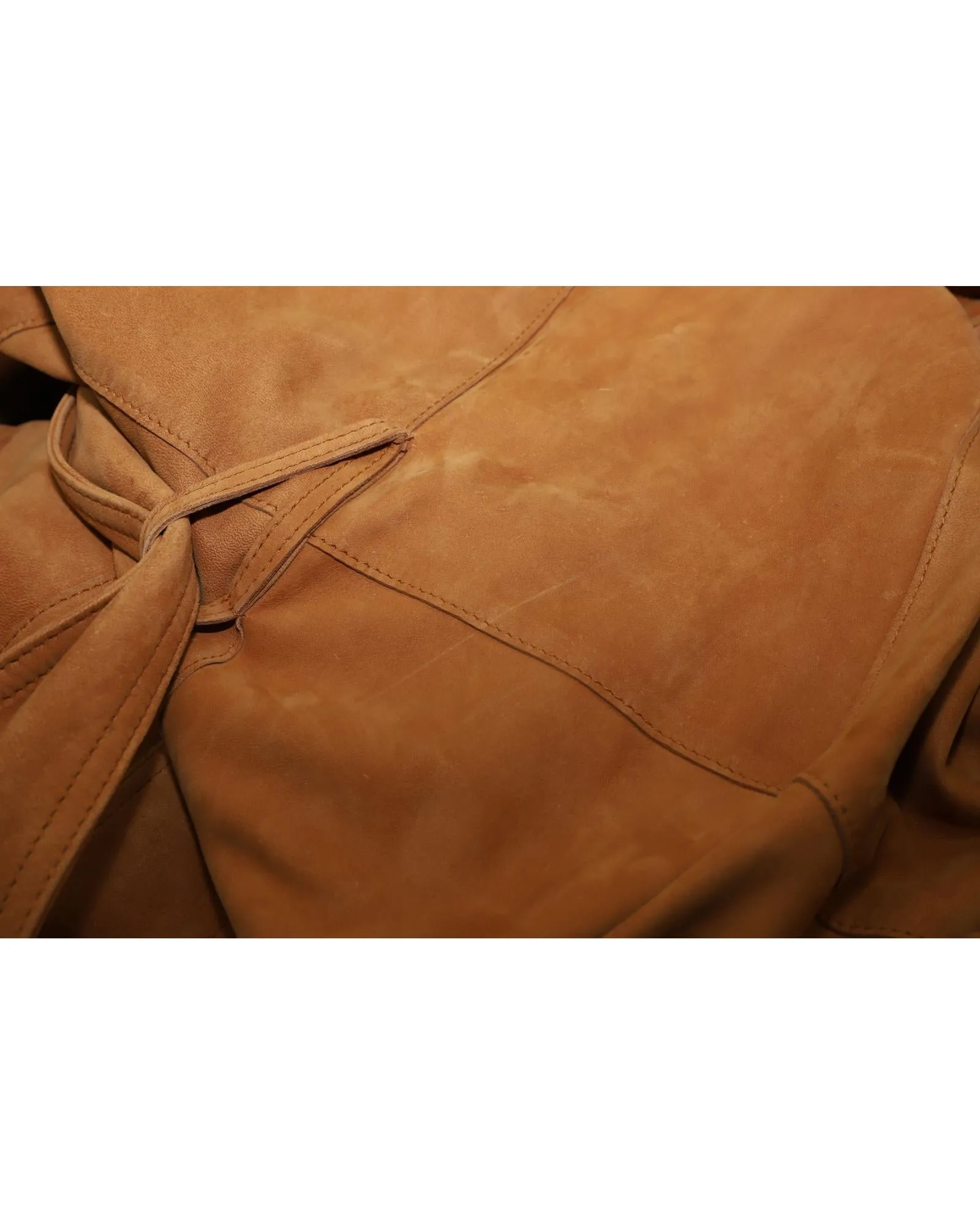 Soft Brown Lamb Leather Trench Coat with Classic Details by Vince