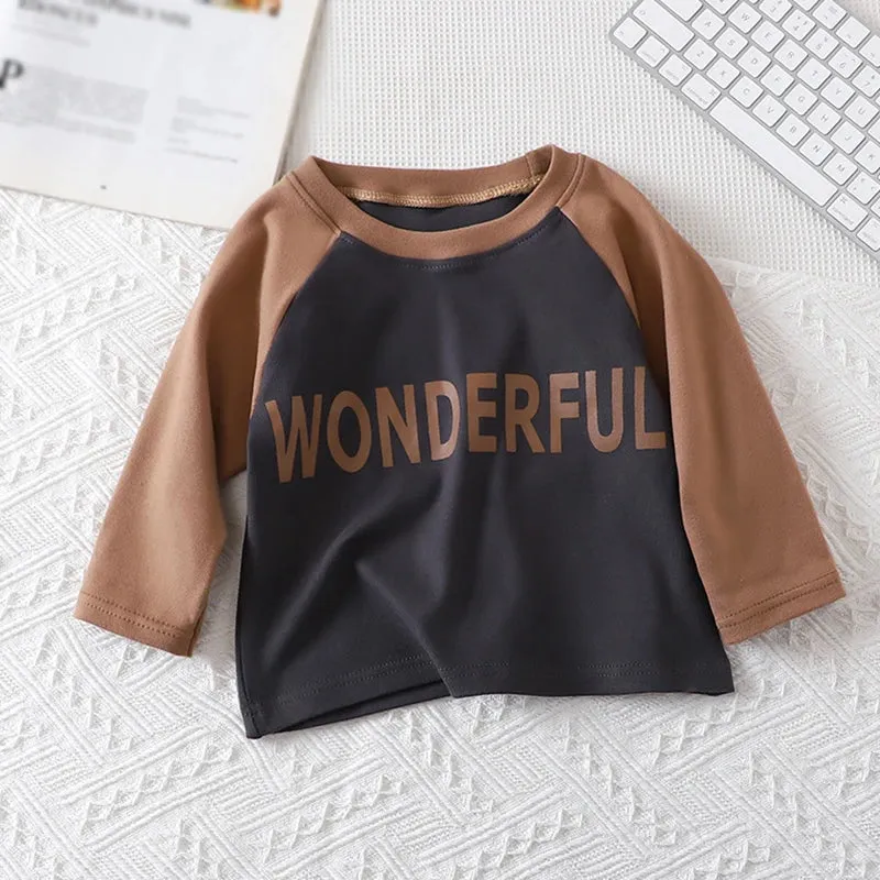 Spring Children's T-shirt Boys Girls Long Sleeve Base Coat Leisure Wear Boys Girls Tops Kids Clothes