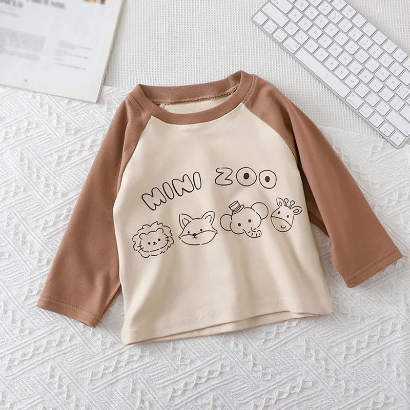 Spring Children's T-shirt Boys Girls Long Sleeve Base Coat Leisure Wear Boys Girls Tops Kids Clothes