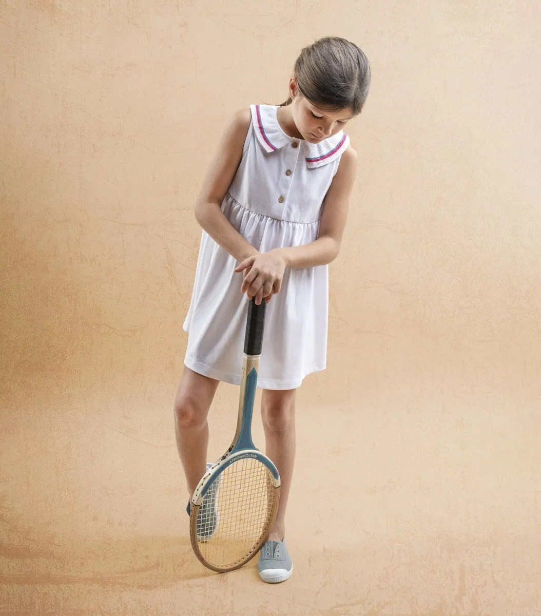 SS23 Laranjinha Girls White Tennis Dress V0426