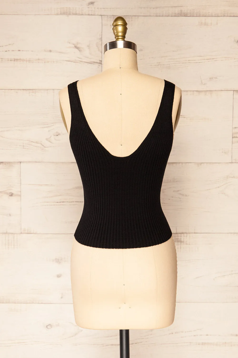 Stende Black | V-Neck Ribbed Cami