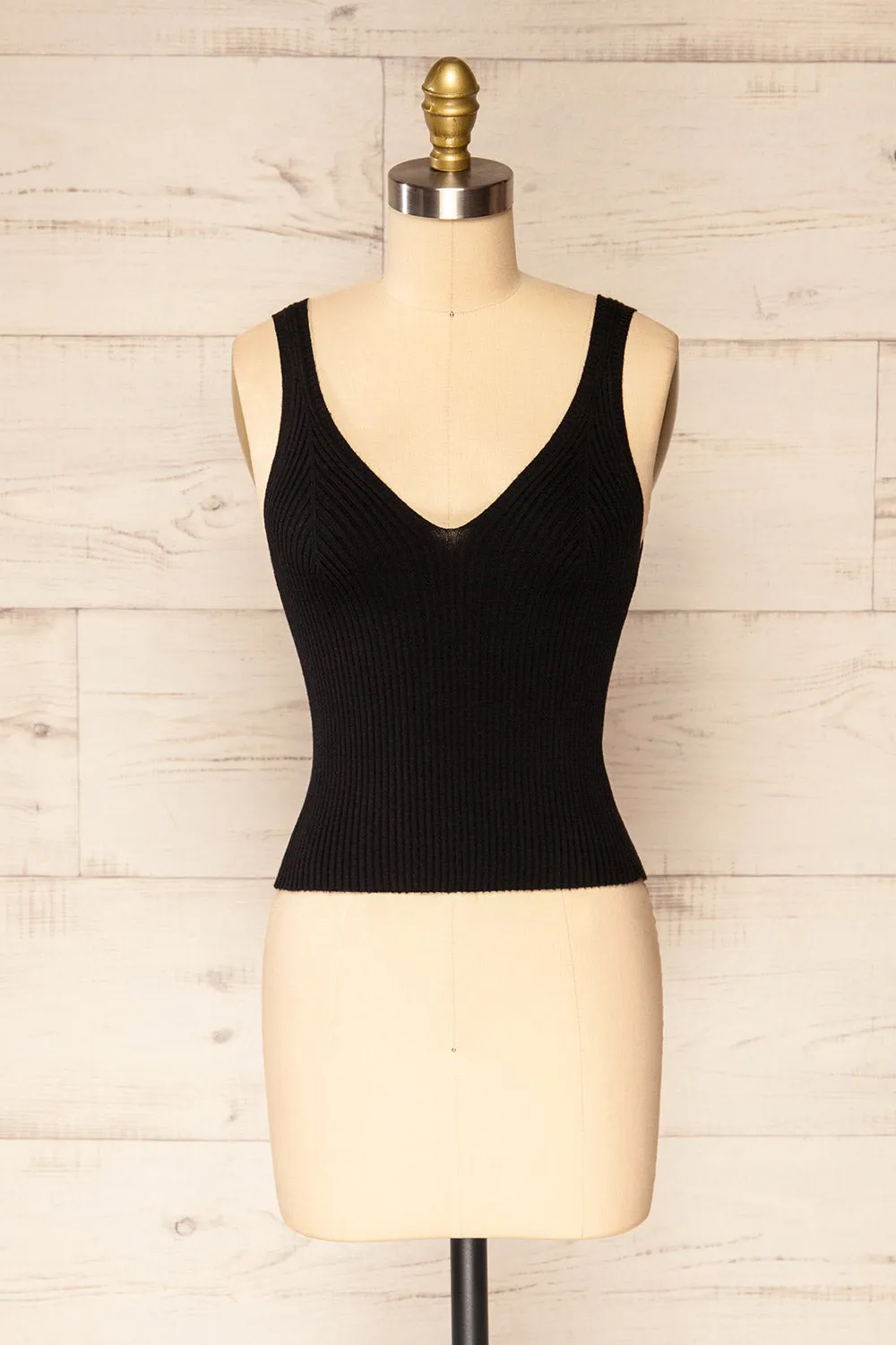 Stende Black | V-Neck Ribbed Cami