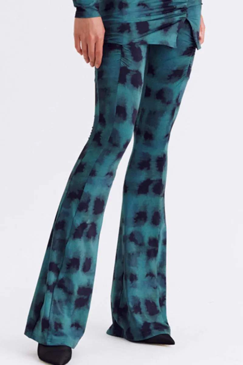 Suboo Shibori Gathered Print Pants - Green Print