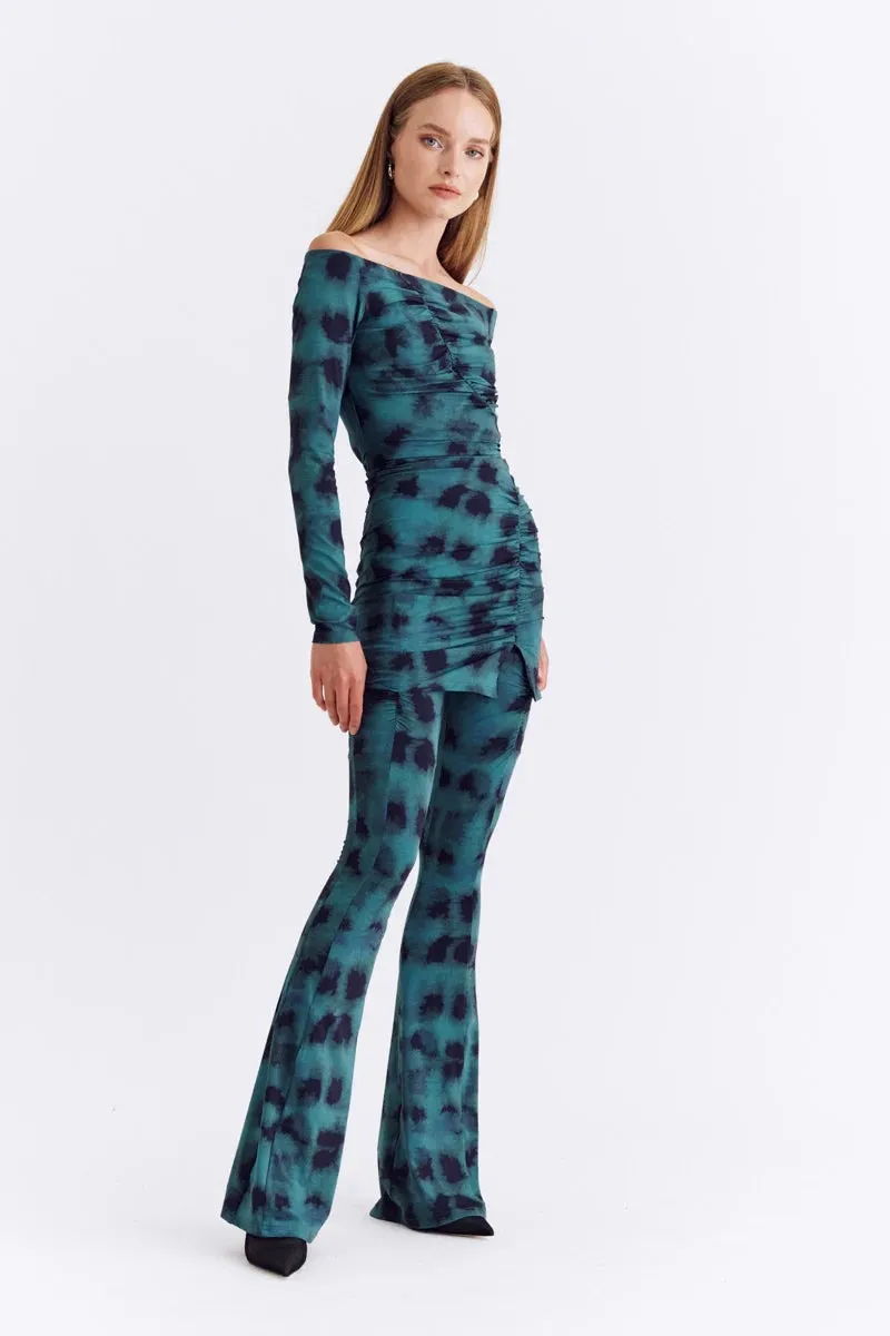 Suboo Shibori Gathered Print Pants - Green Print