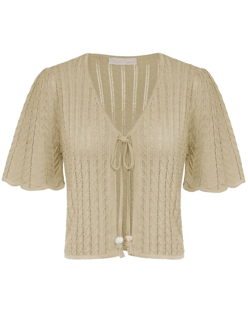 Summer Lightweight Bolero Shrug Tie Front 1/2 Sleeve Open Front Knit Cropped Cardigan