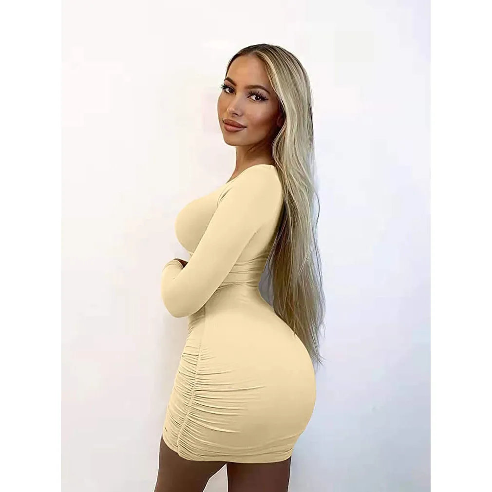 TastyHottie - Women's Sexy Bodycon Deep V Neck Long Sleeve Cut Out Club Mini Dress