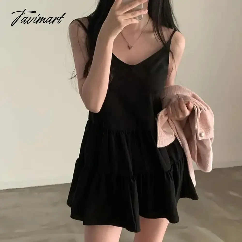 TAVIMART -  Sexy V-Neck White Halter Mini Dresses Women Summer Slim Sleeveless Short Party Doll Dresses 2 Colors