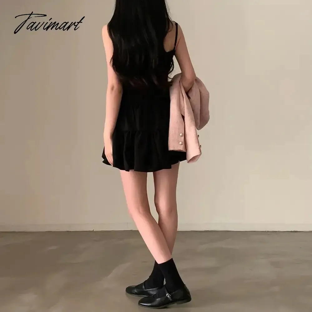 TAVIMART -  Sexy V-Neck White Halter Mini Dresses Women Summer Slim Sleeveless Short Party Doll Dresses 2 Colors