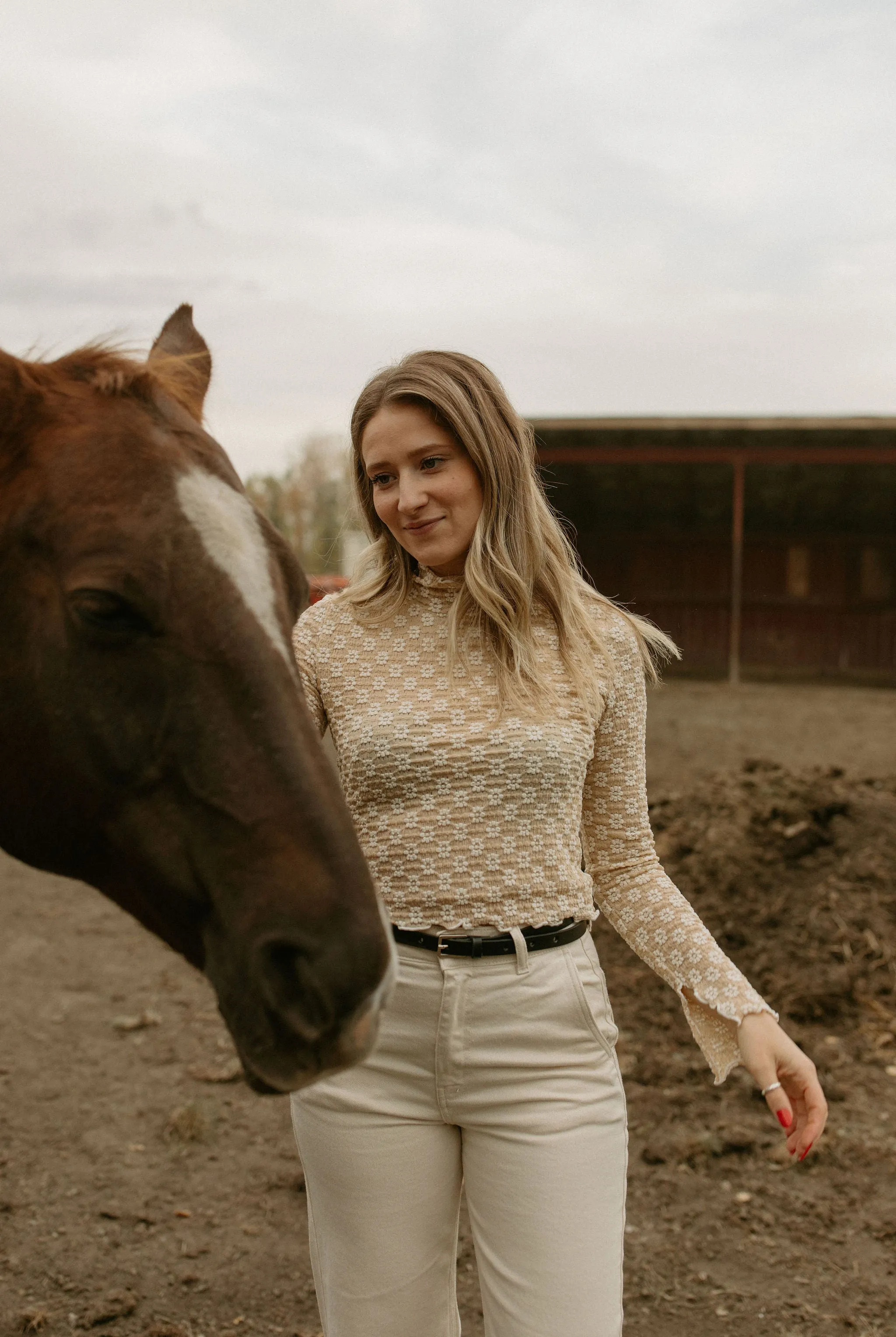 The Floral Lace Mock Neck Top