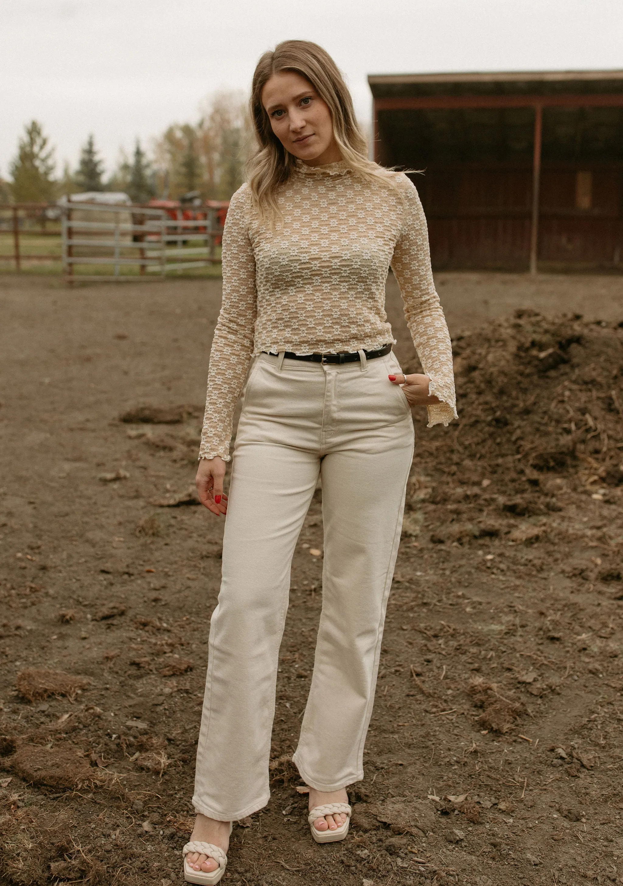 The Floral Lace Mock Neck Top