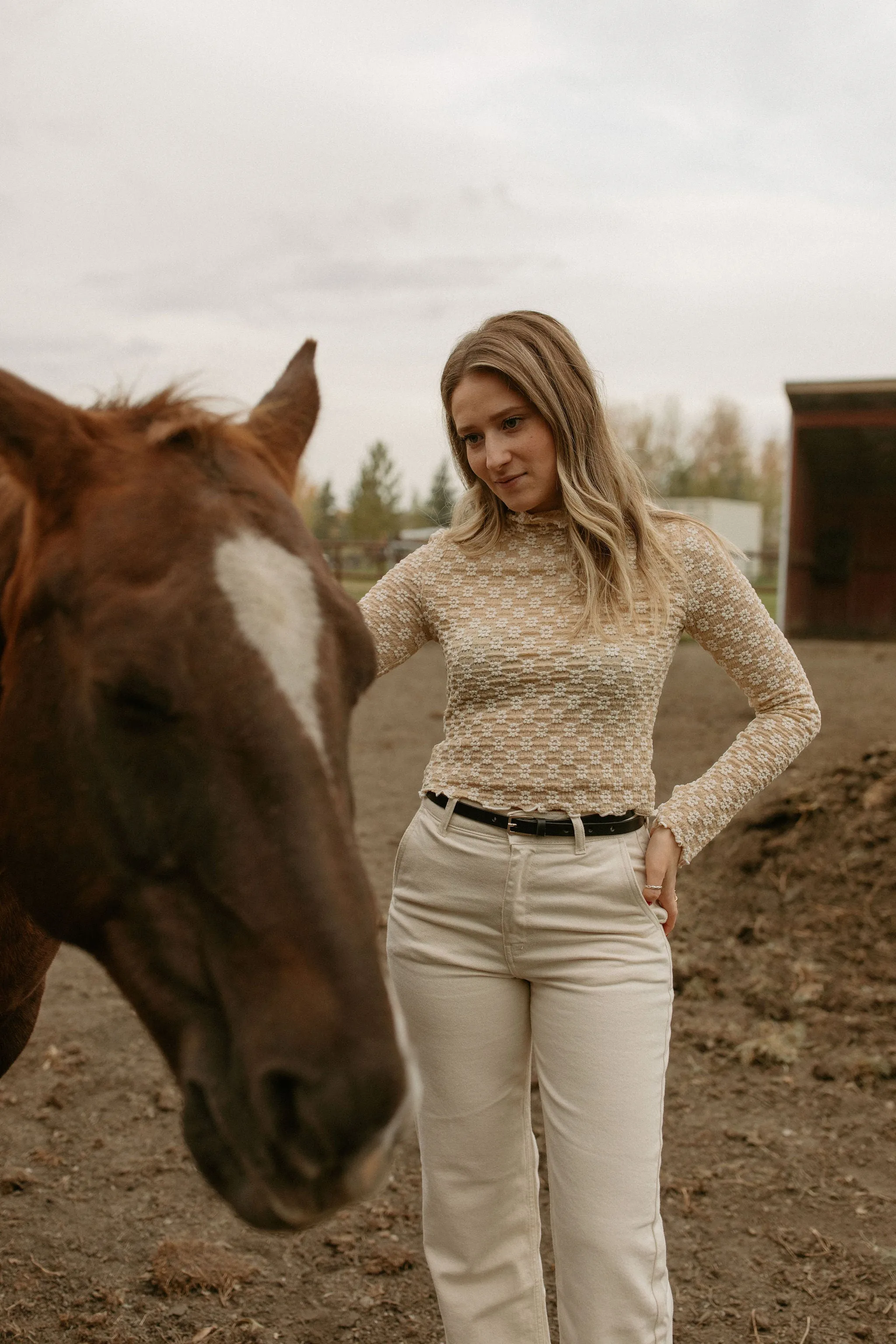 The Floral Lace Mock Neck Top