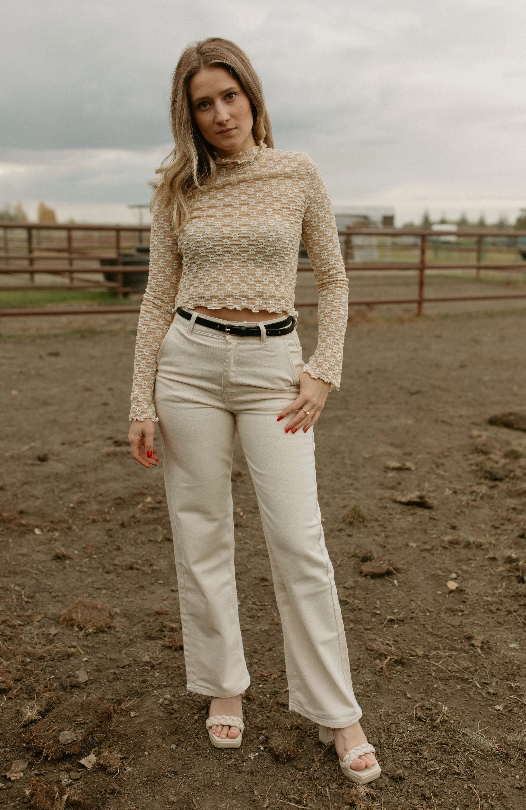 The Floral Lace Mock Neck Top