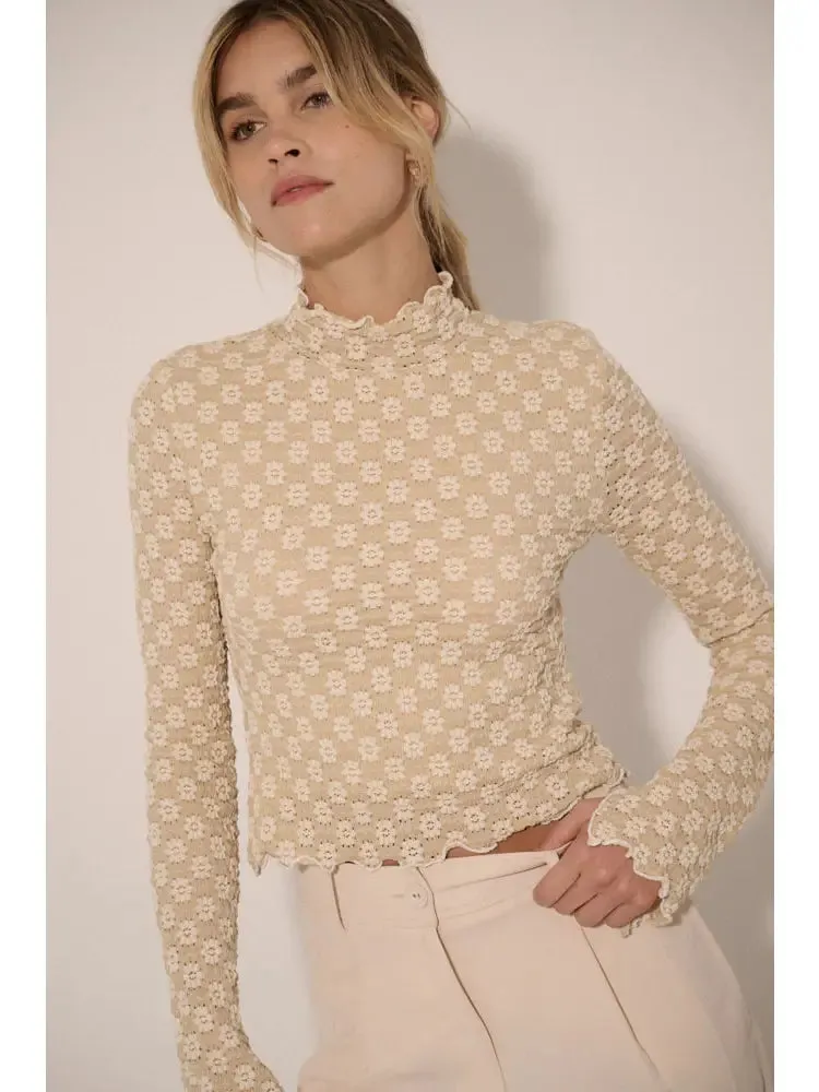 The Floral Lace Mock Neck Top