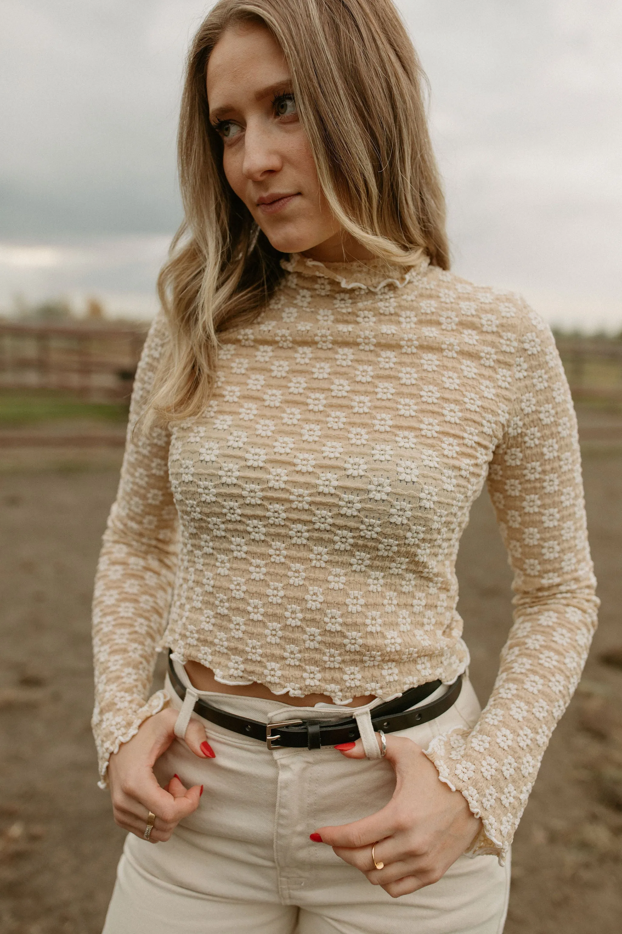 The Floral Lace Mock Neck Top