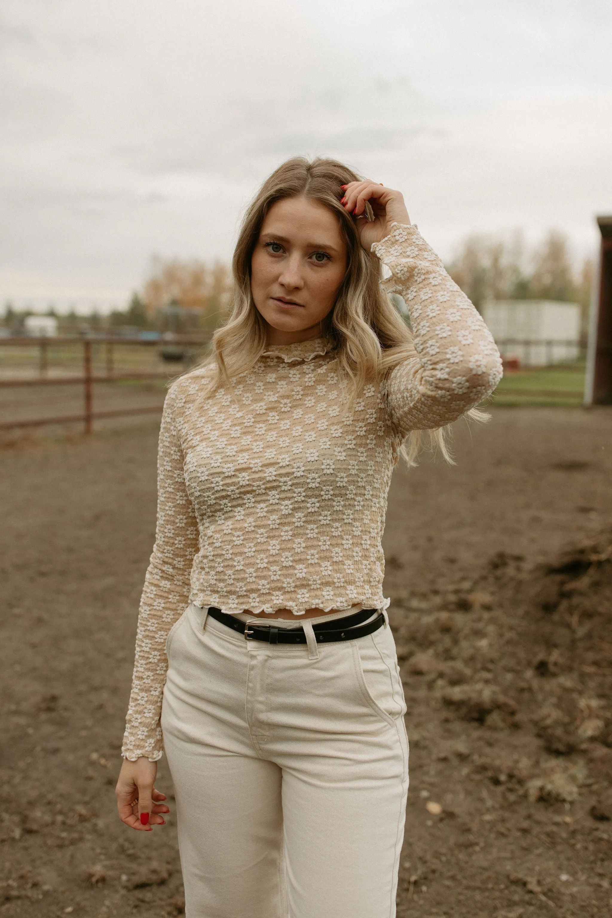 The Floral Lace Mock Neck Top