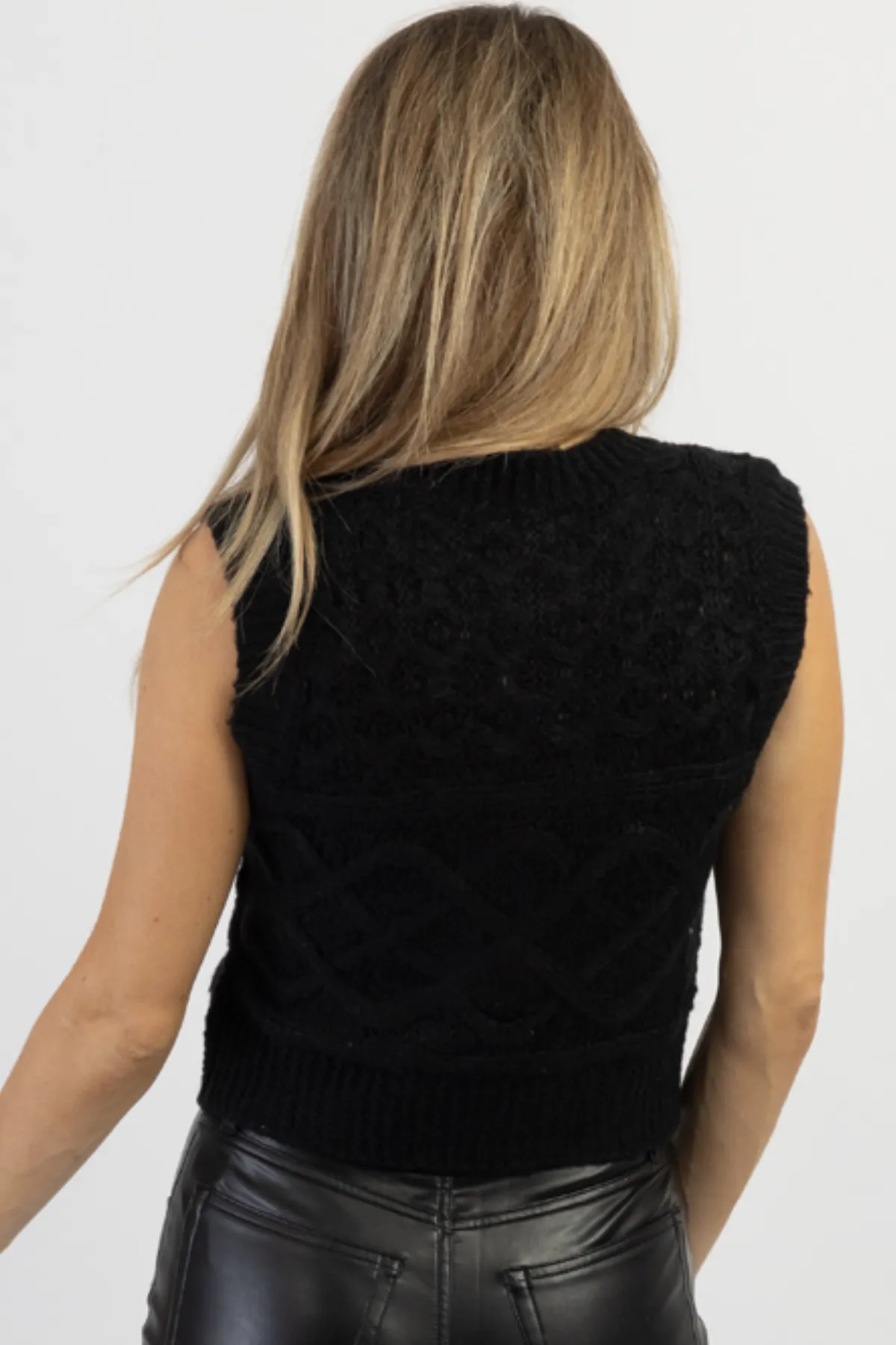 THEO TEXTURED BLACK KNIT TANK