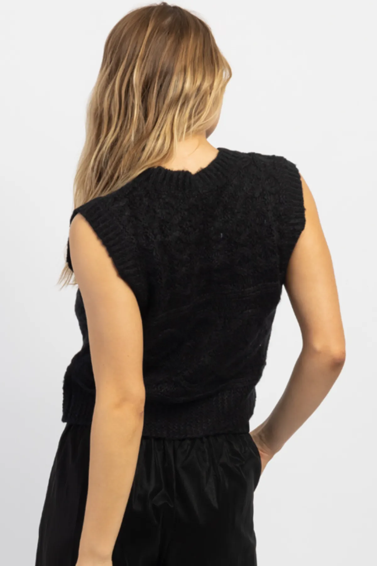 THEO TEXTURED BLACK KNIT TANK