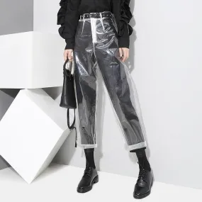 Transparent Plastic Tumblr High Waist Straight Pants