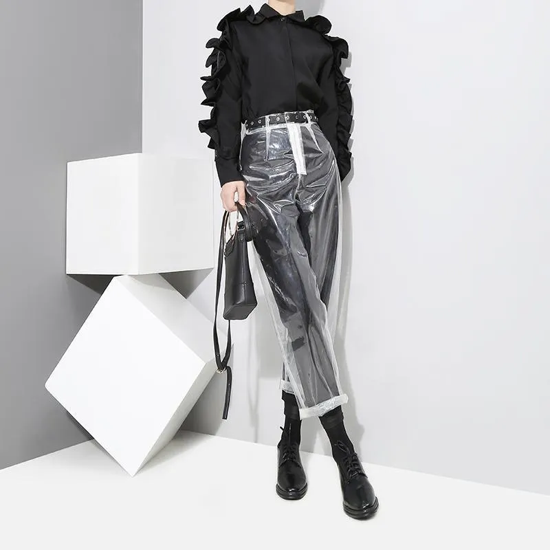 Transparent Plastic Tumblr High Waist Straight Pants