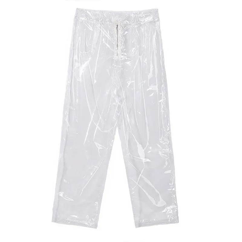 Transparent Plastic Tumblr High Waist Straight Pants