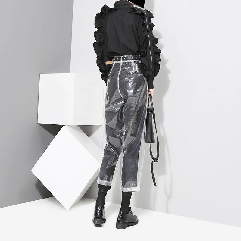 Transparent Plastic Tumblr High Waist Straight Pants