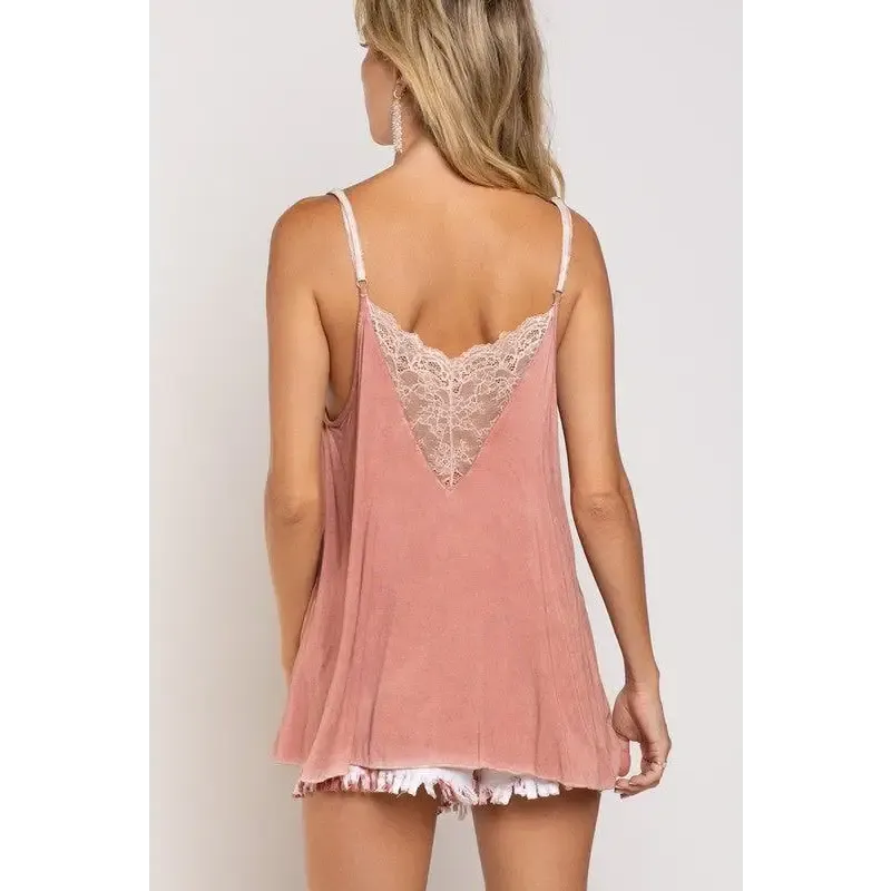 V-camisole Tank with Lace on Front