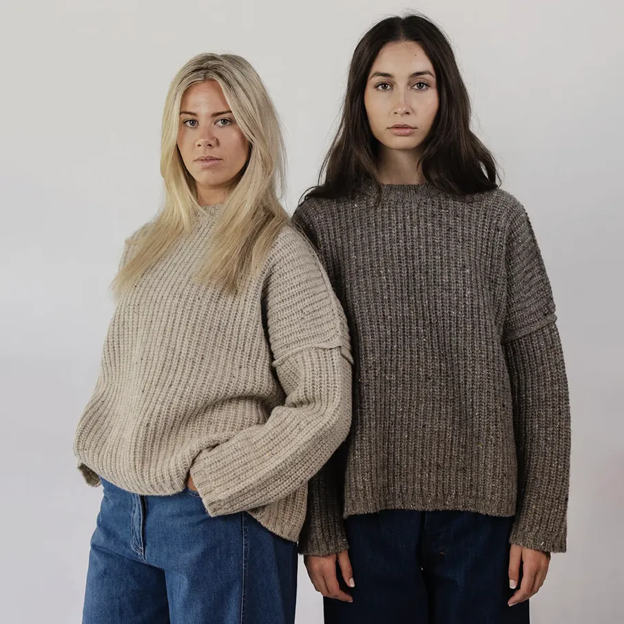 Vic and Bert Grey Tweed Oversized Shetland Sweater