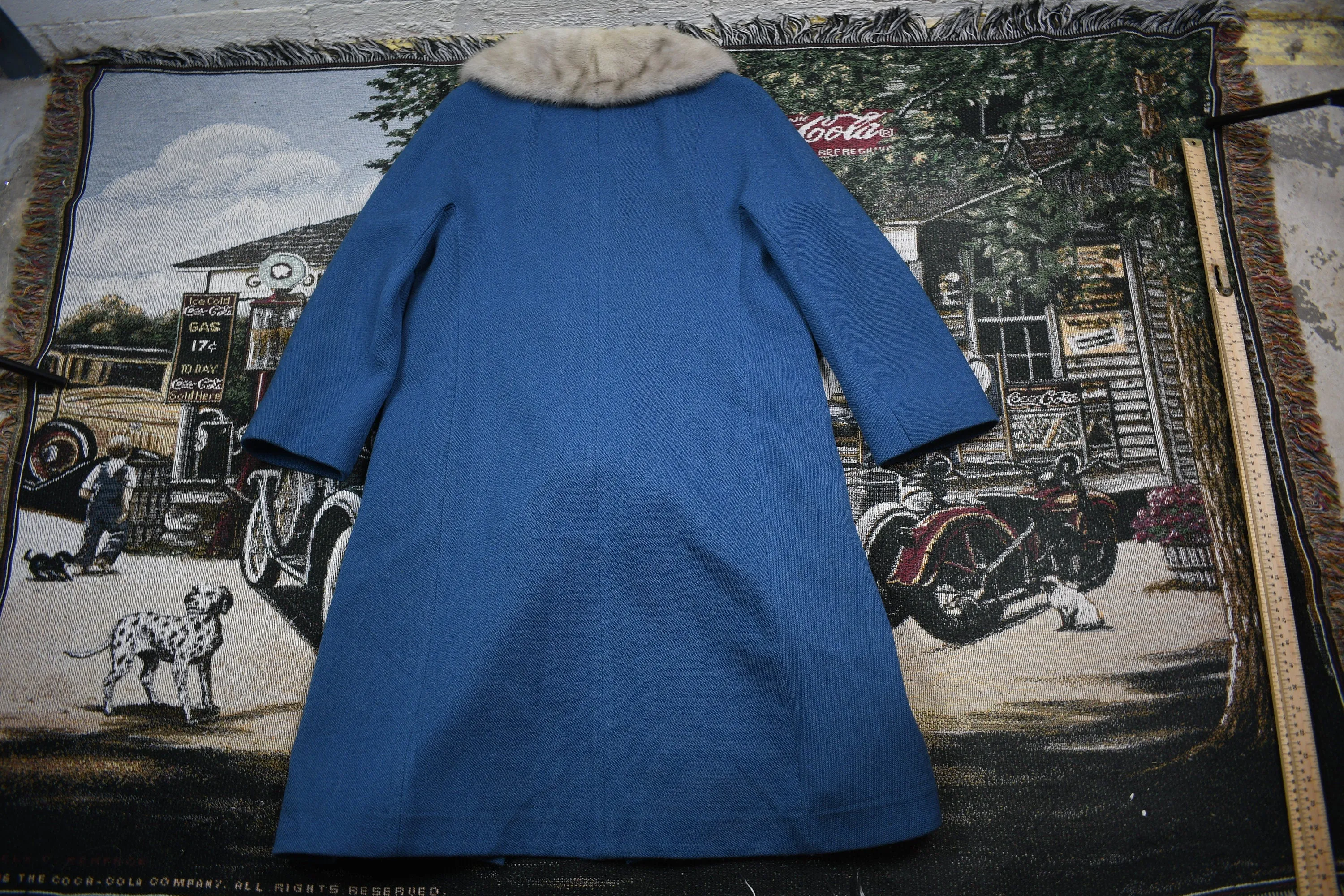 Vintage 1950s Blue Wool Overcoat