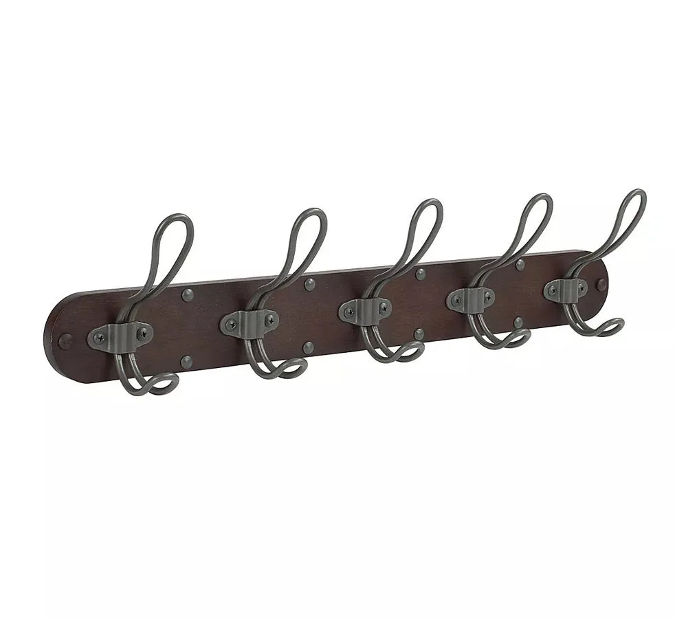 Vintage 5-Hook Wall Mount Coat Rack