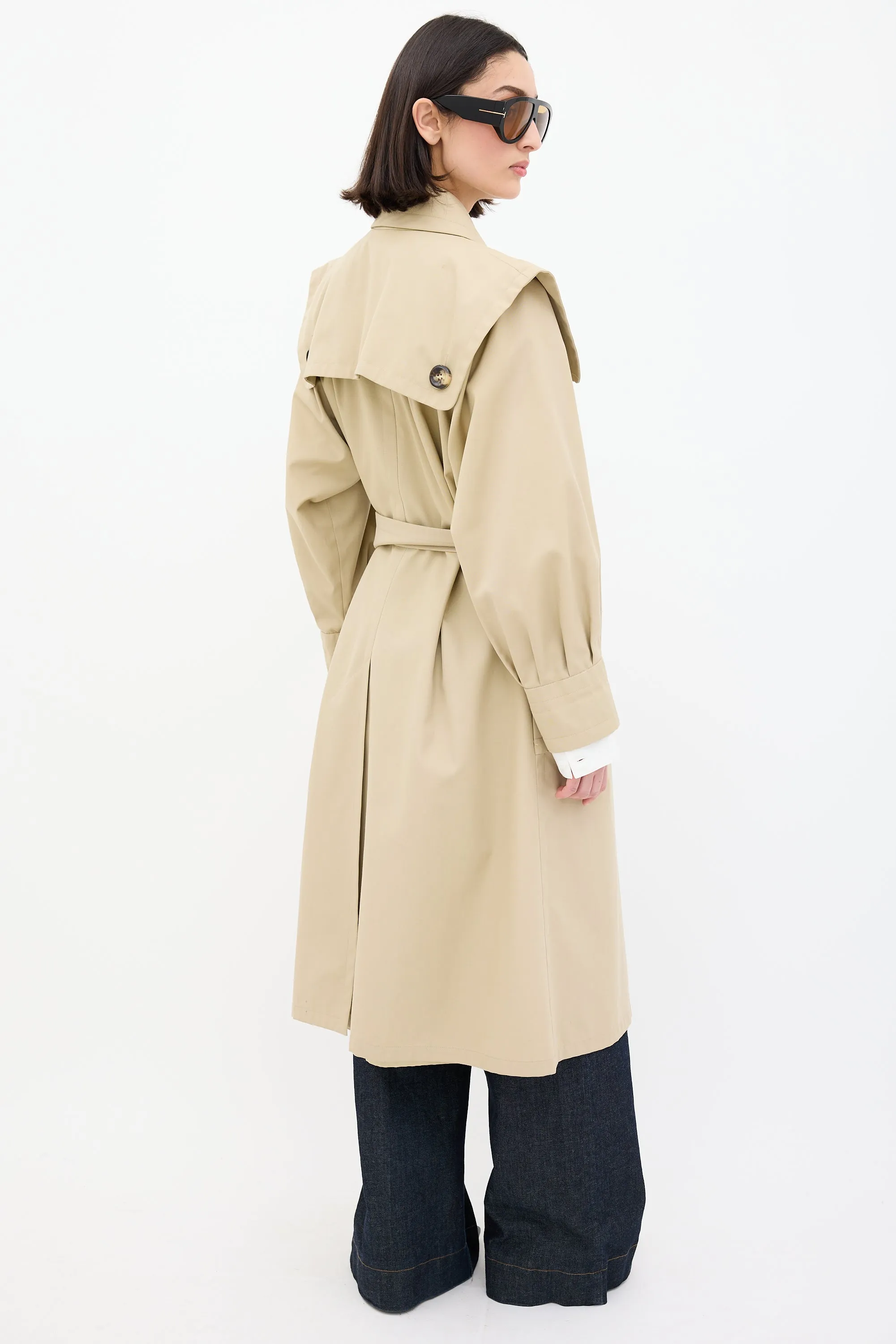 Vintage Beige Belted Trench Coat