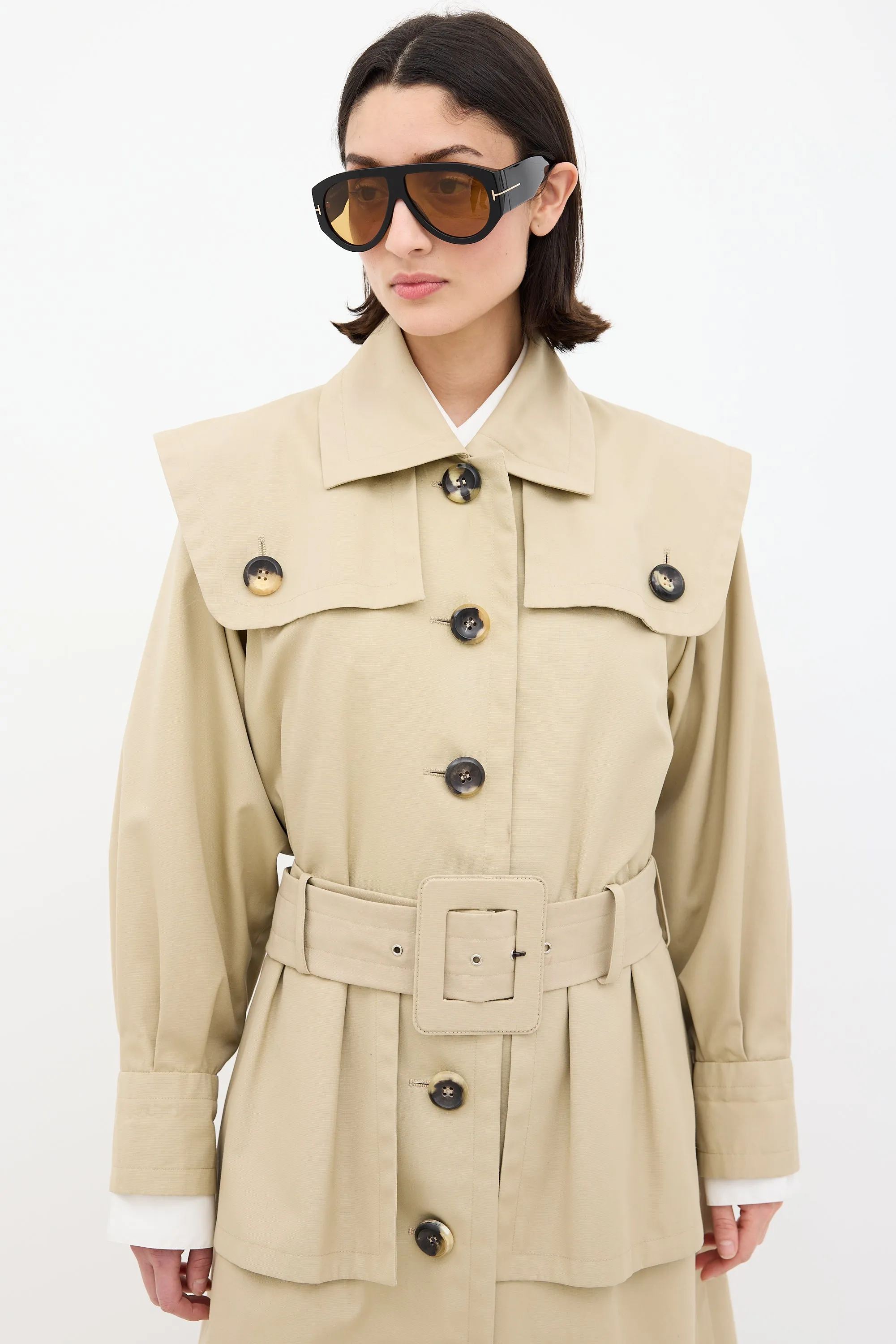 Vintage Beige Belted Trench Coat