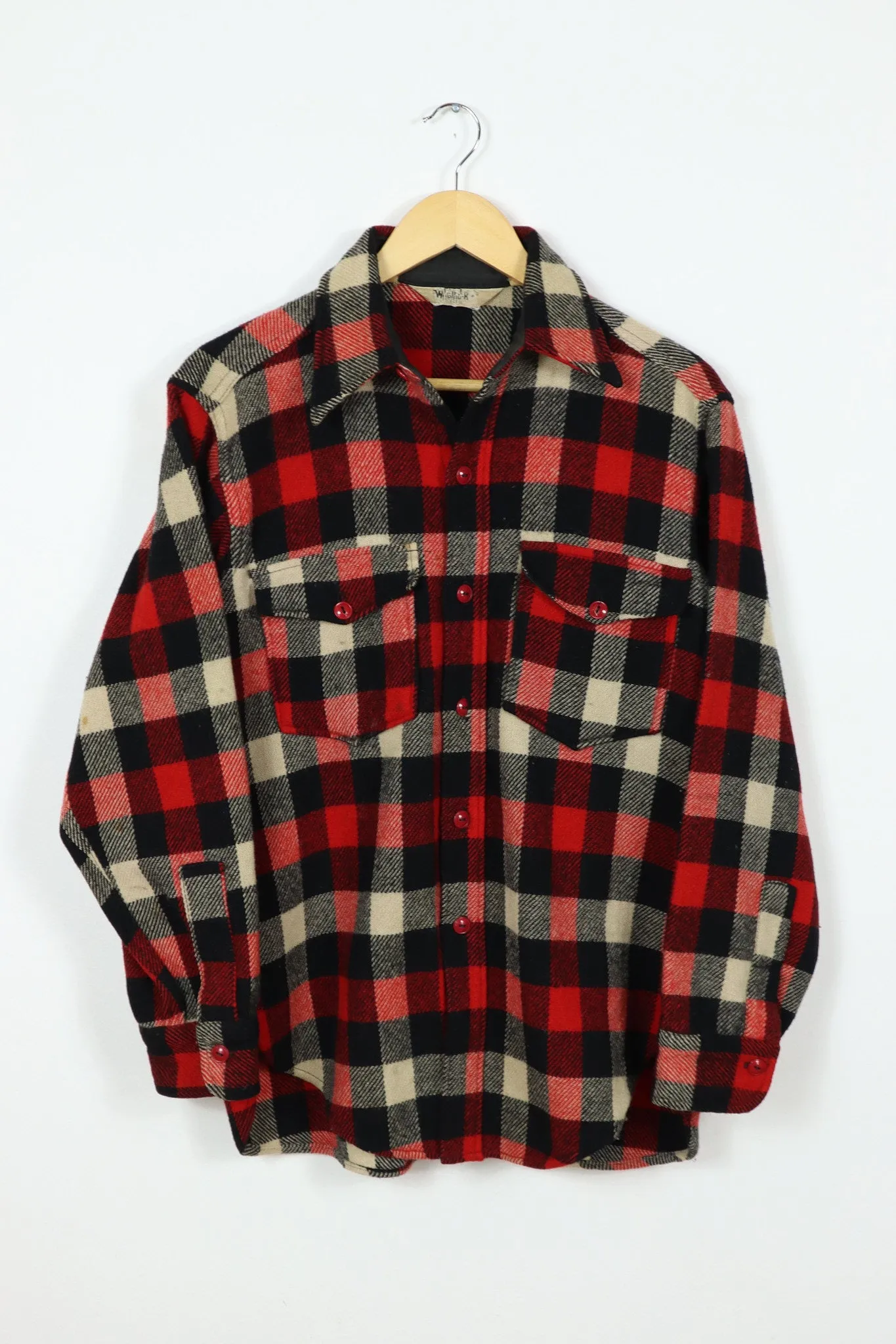 Vintage Woolrich Heavyweight Black Plaid Shirt Jacket