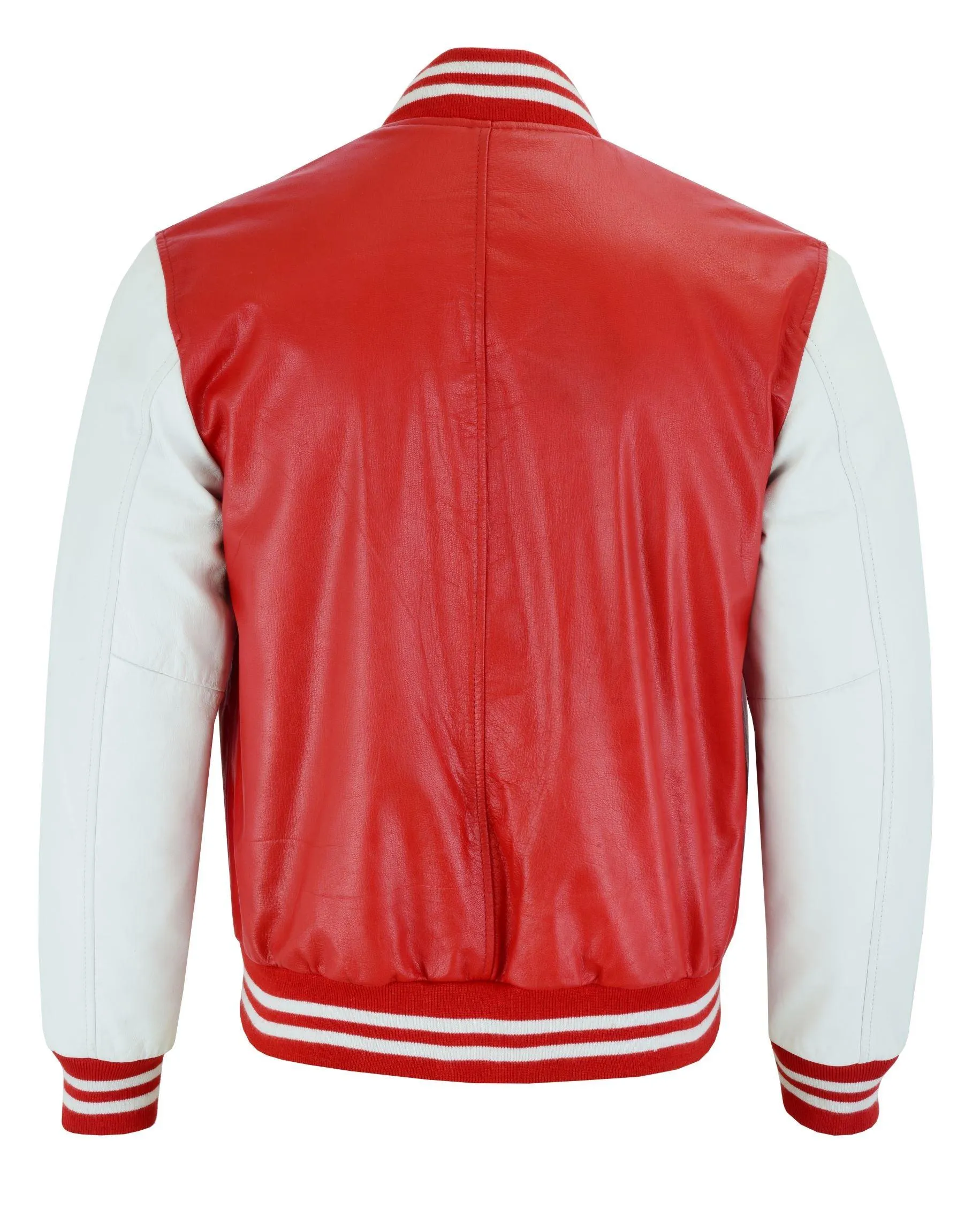 Warrior Gears® Leather Varsity Jacket -Red Leather Body & White Leather Sleeves