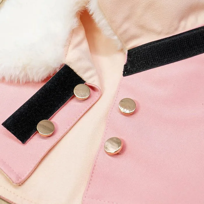 White Faux Fur Trench Coat in Blush Baby Pink