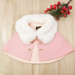 White Faux Fur Trench Coat in Blush Baby Pink